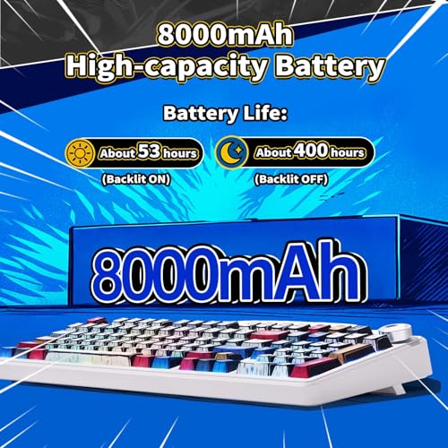 AULA F99 PRO Mechanical Gaming Keyboard,Wireless Creamy Keyboard Ergonomic Hot Swappable Custom with 8000mAh Battery,RGB Backlit 2.4GHz/Type-C/BT5.0 Bluetooth Keyboard for PC/Mac/Office - Comic Color
