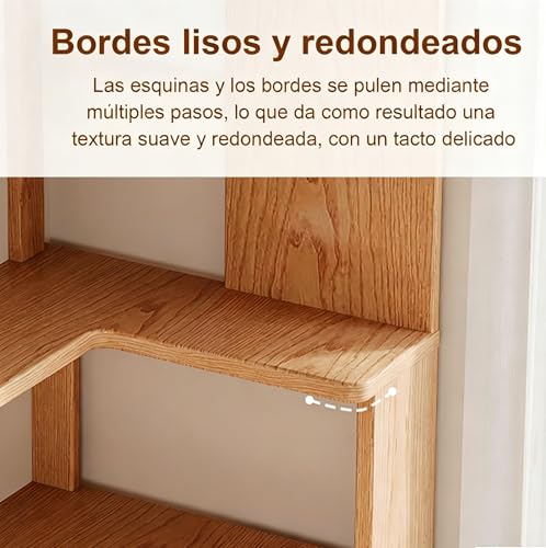 KINTOP Estante Angular para Esquinas, Librero Esquinero de Madera Maciza - Mueble Multinivel para Libros y Adornos, Ideal para Sala, Estudio o Dormitorio(40 * 40 * 161 CM)