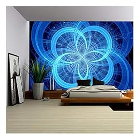 Blue Glowing Circles, Higgs Boson, Computer Generated Abstract Background - Removable Wall Mural | Self-Adhesive Large Wallpaper - 66x96 inches
