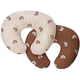 Nursing Pillow Cover 2 Pack,Neutral Breastfeeding Pillow Cover Fits 22.5in*18in Nursing Pillow for Baby Boy Girl, (Boho Rainbow Style