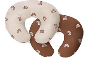 LETHOOLY Nursing Pillow Cover 2 Pack，Neutral Breastfeeding Pillow Cover Fits 22.5in*18in Nursing Pillow for Baby Boy Girl, Neutral Baby Nursing Pillow Cover（Boho Rainbow Style）