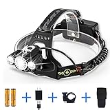 Led Headlamp Rechargeable, CrazyFire Bright Led Headlamp Rechargeable Head Torch 4 Modes Bicycle Front Light with 2pcs 18650 Batteries and Charger