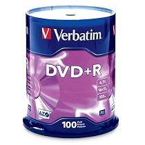 Verbatim 4.7GB up to 16x Branded Recordable Disc DVD+R 100-Disc Spindle FFP 97459