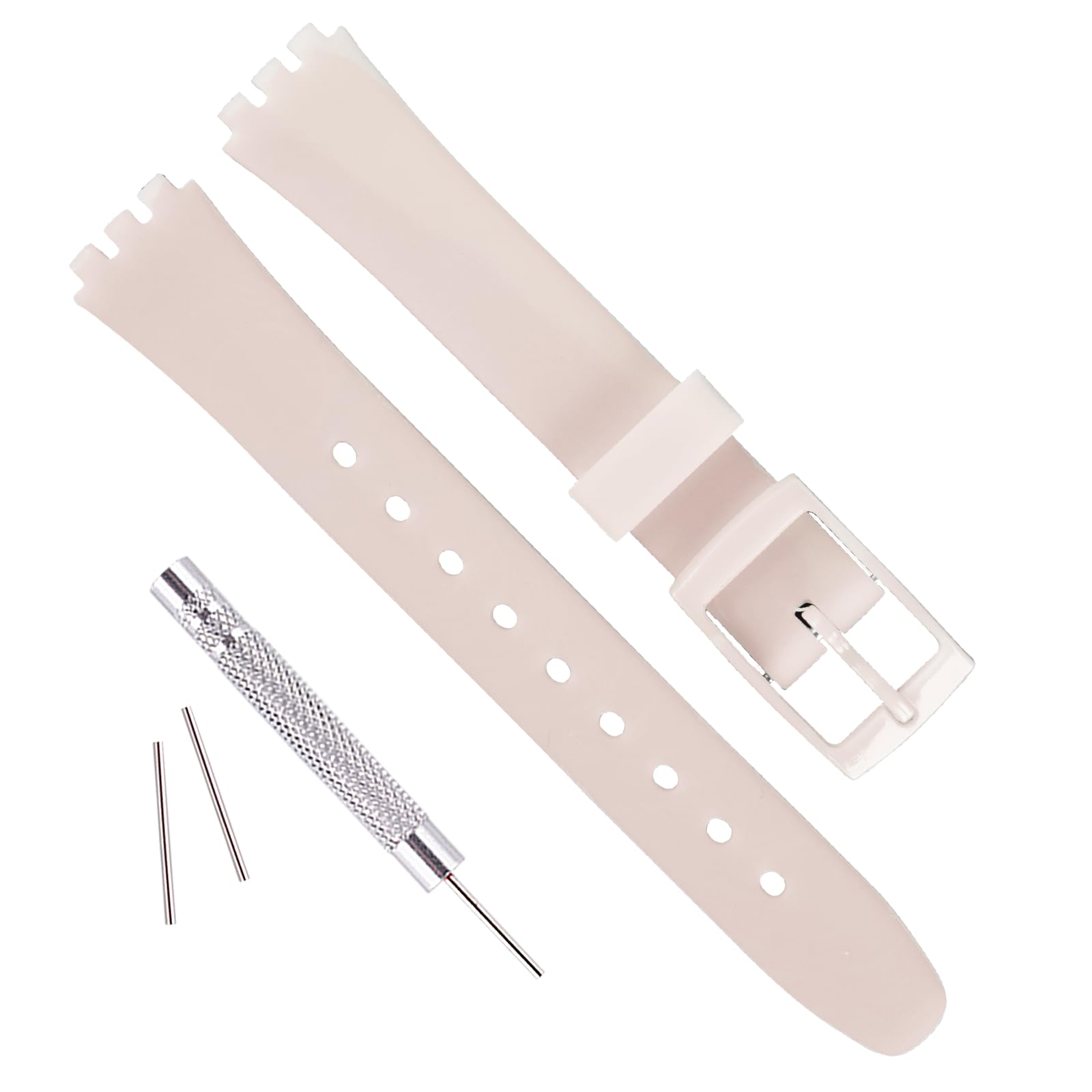 OliBoPo Replacement 12mm Waterproof Silicone Rubber Watch Strap Watch Band for Swatch (Ivory)