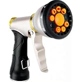 Garden Hose Nozzles,9 Spray Patterns Heavy Duty Metal Hose Sprayer Nozzle (Orange)