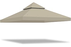 Yescom 10x10Ft Gazebo Top Replacement 2 Tier PU Water Resistance Outdoor Canopy Cover Patio Garden Outdoor Party Backyard Gray