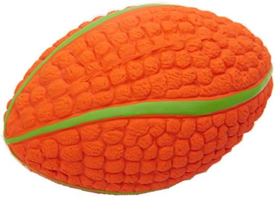 EETOYS Dog Squeaky Toys Ball Bouncing Latex Fetch Throw Rugby Football for Pet Toy (Small 002)