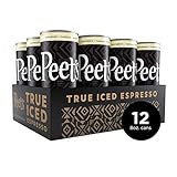 Peet's True Iced Espresso Vanilla Latte 8 oz Can (12Count) Single-Origin Colombian Espresso & Milk & Vanilla Flavors 130 Calorie