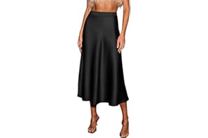 CUPSHE Women's Satin Skirt Flowy A Line Cocktail Party Wedding High Waist Long Midi Skirts Fall Summer Vacation Outfits