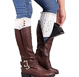 Usstore 1Pair Women Socks Lace Stretch Boot Leg Cuffs Boot Stockings (White),One Size