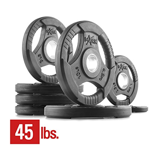 XMark Fitness Combo Offer 7 ft. Olympic Excercise Bar XM-3817-BLACK with Premium Quality Rubber Coated Tri-Grip Olympic Weights Set XM-3377-BAL-45 - Thumbnail 2