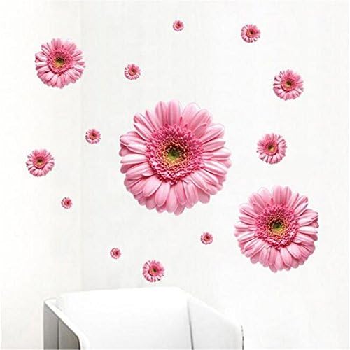 DIY Sunflower Wall Sticker Chrysanthemum 3D Daisy Art Decor Home Bedroom Stickers home decor (PINK)