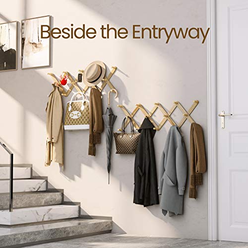 Amada 2 Pack Accordion Expandable Coat Racks, Wall Mounted with 14