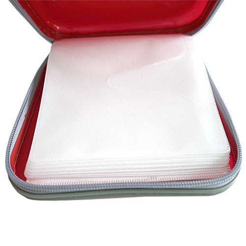 40 CD/VCD/DVD Case Binder Portable Hard Plastic Disc Container Red - Thumbnail 2