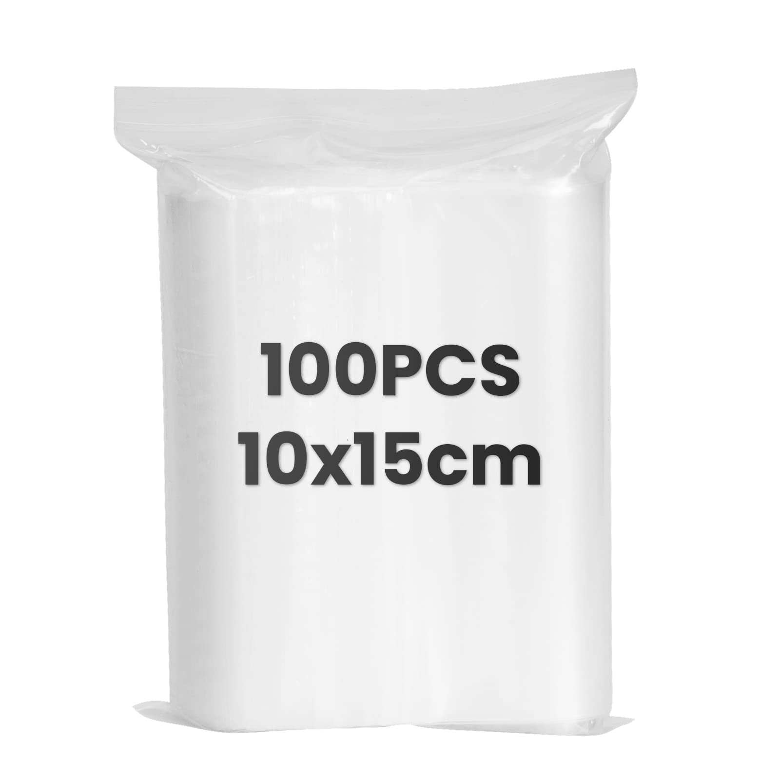 100 Grip Seal Resealable Zip Bags, 10x15cm Clear Poly Jewelry Bags for Sweets, Cookies, Kitchen Storage (100Pcs)