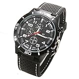 Jingjing1 Men’s Sports Wrist Watches Quartz Military Watch Rubber Silicone Analog Wristband (White)