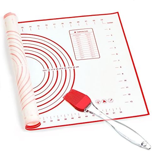 Silicone Pastry Mat, STONEKAE-Thicker Non-slip Board with Measurements for Rolling Dough, Fondant, Pie, Cookie.16”x24” Large Non-stick + Soft brush