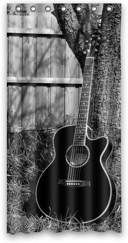 Guitar Custom Musical Instrument Close Up Pattern Polyester Shower Curtain,36" x 72" Inches Shower Curtain