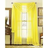 LuxuryDiscounts Beautiful Elegant Solid Bright Yellow Sheer Scarf Valance Topper 40