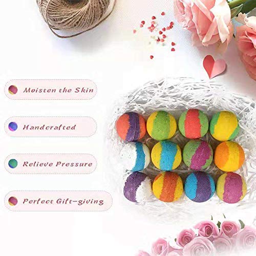 Natural Organic Bath Bombs Gift Sets of 12- Essential Oil Massage Bath Bomb, Perfect for Dry Skin Moisturize