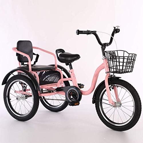 アウトドアスポーツキッズボーイズガールズ用三輪自転車 三輪車16 18インチ3輪自転車クルーズ自転車快適な2人乗り 便利なハンドルデザイン 2 12歳の 子供向け三輪車