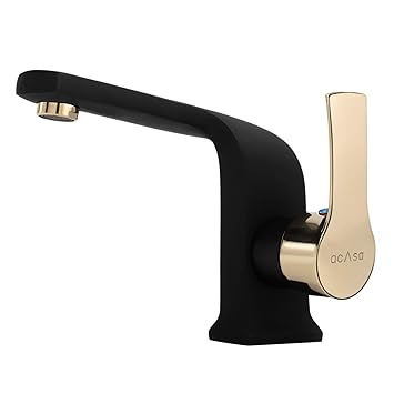 Acasa ORPHEUS-GB Mixer Tap for Bathroom Wash Basin (9996GB, Brass Body with Zinc Handle, Black & Chrome Finish, 2 Inlet Hoses)