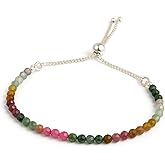 GemInspire Natural Gemstone Beaded Bracelet, Bolo Bracelet, Pull Bracelet for Women, Lightweight Jewelry, Everyday Wear, Gift for Mom, 925 Silver Slider Chain Adjustable up to 8 Inches