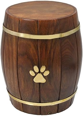 Memorial Gallery Pets SWH-007 Paw Print Barrel Cremation Wood Urns