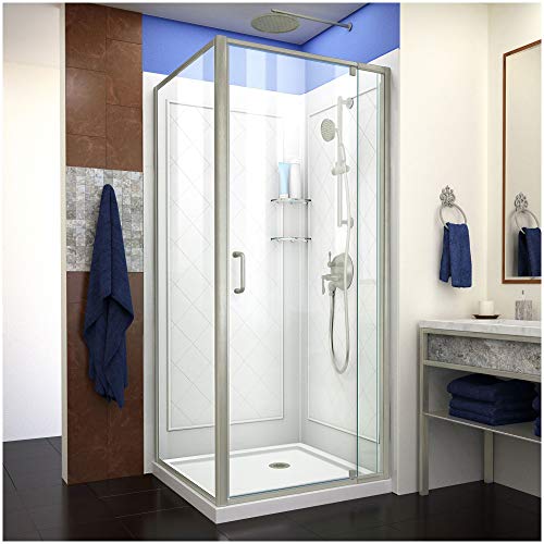 DreamLine Flex 36 in. D x 36 in. W x 76 3/4 in. H Semi-Frameless Shower Enclosu…