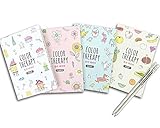 Set of 4 Mini Coloring Books for Adult Relaxation Color Therapy Anti Stress Coloring Books, 16 Pages Each with All Different Theme, Adult Colouring Book of 4.92