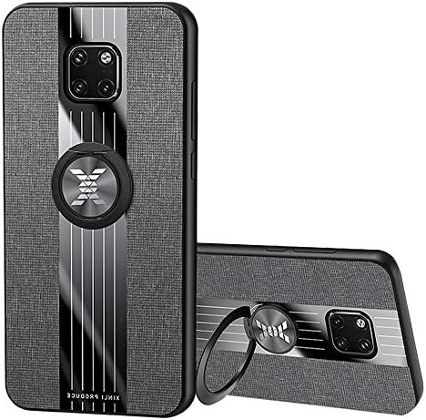 Qcasenice Mate 20 Pro Case Compatible with Huawei Mate20 Pro Phone Cover Mate20pro Luxury Magnetic Adsorption Ring Holder Protective Cases Cloth Texture Bumper 6.39 Inch (Gray)