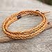 NOVICA Tiger's Eye Braided Leather Men's Wrap Bracelet, 16.25