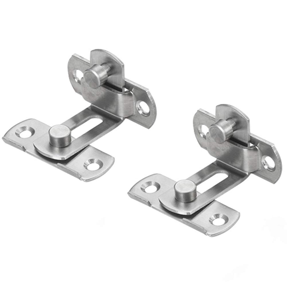 Right Angle Flip Latch, Tiberham Stainless Steel 90 Degree Hasp Latch Sliding Door Bolt Lock, Bar Latch Safety Gate Lock for Door Window Cabinet Pet Cage Crate Fitting Accessories (Pack of 2)