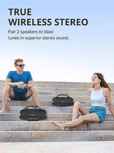 Tronsmart Bang MAX Bocina Bluetooth de 130W, IPX6 Resistente al Agua, Altavoz Luces RGB, 24 hrs de reproducción, App, EQ Karaoke TuneConn