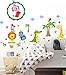 Animal Safari Jungle Vinyl Wall Decal for Kids Bedroom playroom - Decorative Art Stickers for Baby Girl Boy Wall Decor - Nursery Wall Stickers [24 Art clings] - Wall Decals for Boy - with Gift!