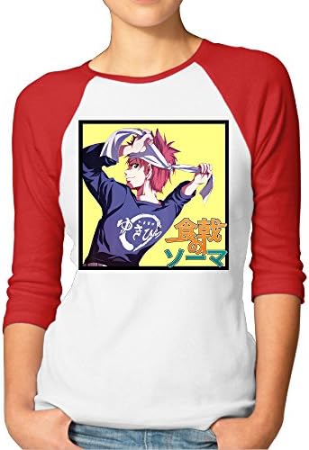 Women's Food War Yukihira Souma 3/4 Sleeves Baseball T-Shirts Red S