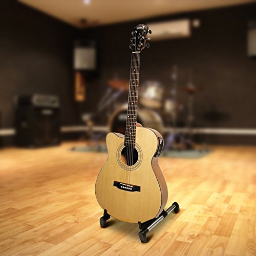 Flexzion Guitar Stand Folding Adjustable A-Frame Floor Portable Instrument Stand Rack Holder for Acoustic Electric Classical Guitar and Bass, Violin, Ukulele, Banjo, Mandolin Portable Lightweight