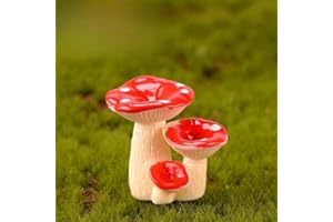 Mini Mushroom Garden Miniatures, Fairy Garden Accessories Outdoor, Resin Mushroom House Figures Fake Pond Lawn Bridge Figurin