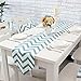 Uphome 1pc Classical Chevron Zig Zag Pattern Table Runner - Cotton Canvas Fabric Table Top Decoration, Aqua and White