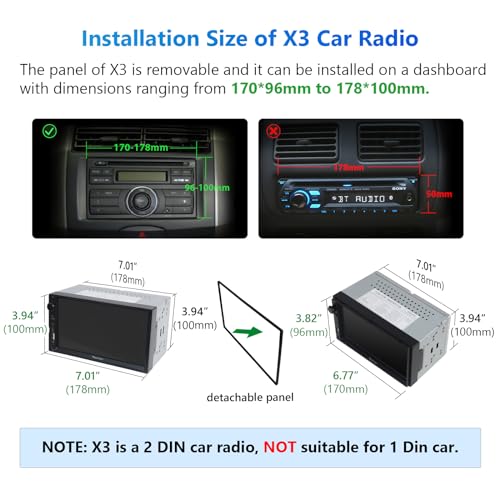 Eonon 7 Inch QLED Double Din Headunit Linux Car Stereo Wireless CarPlay Android Auto Bluetooth USB DSP Support Type-C USB Fast Charge Touchscreen MirrorLink Video In/Out AUX In with Backup Camera X3