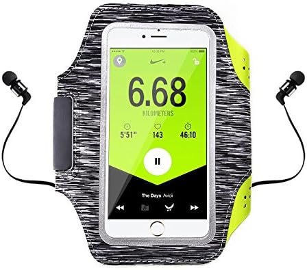 IPhone X, 8, 8+, 7, 7+, 6S, 6S+, 6, 6+ SPORTS Armband- Fingerprint Touch, Great for Running, Workouts or any Fitness Activity, Cards and Keys (Black, Small)