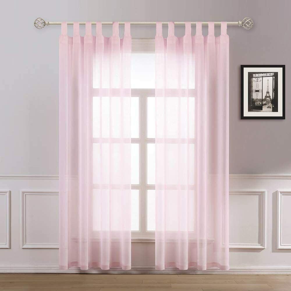 Megachest sheer Voile Tab Top Curtain(LIGHT PINK, 56" wideX72 drop(W142cmXH183cm))