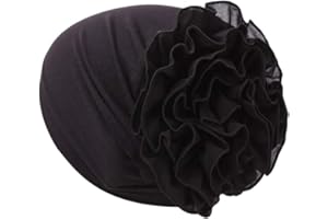 CUEKONDY Women Bloom Flower Elastic Turban Beanie Head Scarf Chemo Cancer Cap Hat Hair Cover Headwear Muslim Headscarf Cap