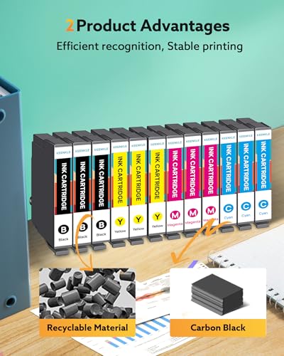 KEENKLE Cartouches d'encre Compatible pour Epson Multipack pour Expression Home XP-2200 XP-2205 XP-3205 XP-3200 XP-4200 XP-4205 Workforce WF-2910DWF WF-2930DWF (12 Pack)