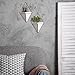 Modern 11-Inch Triangular White Ceramic Hanging Wall Planters with Metal Frames, Set of 2thumb 2