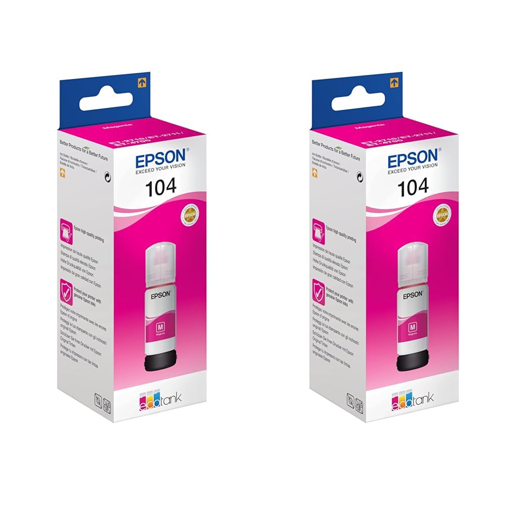 Epson EcoTank 104 Magenta Genuine Ink Bottle (Pack of 2)