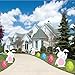 VictoryStore Yard Sign Outdoor Lawn Decorations - Easter Pathway Markers, Set of 9 Spotted Eggs and 3 White Bunnies, Includes 15 Stakes