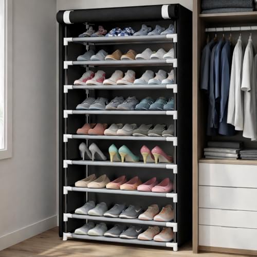 Sapateira Desmontável Preta 9 Prateleiras Organizador de Sapatos