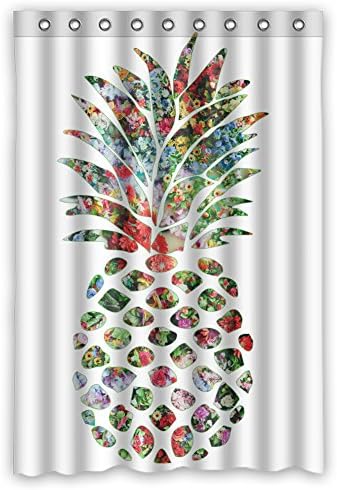 JIUDUIDDODO Coustom Furit Print Pineapple Durable Antibacterial Waterproof Polyester Fabric Soft Shower Curtain Size 48"x72"