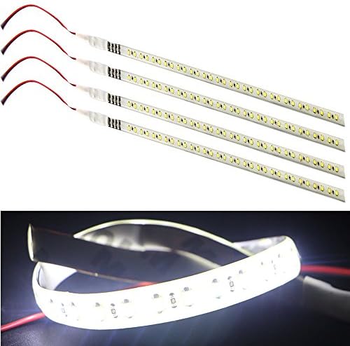 EverBrightt 4-Pack White 30CM 1210 32SMD Auto Car Knight Rider Flexible Waterproof LED Strip Light For Car Interior &amp; Exterior Decoration DC 12V